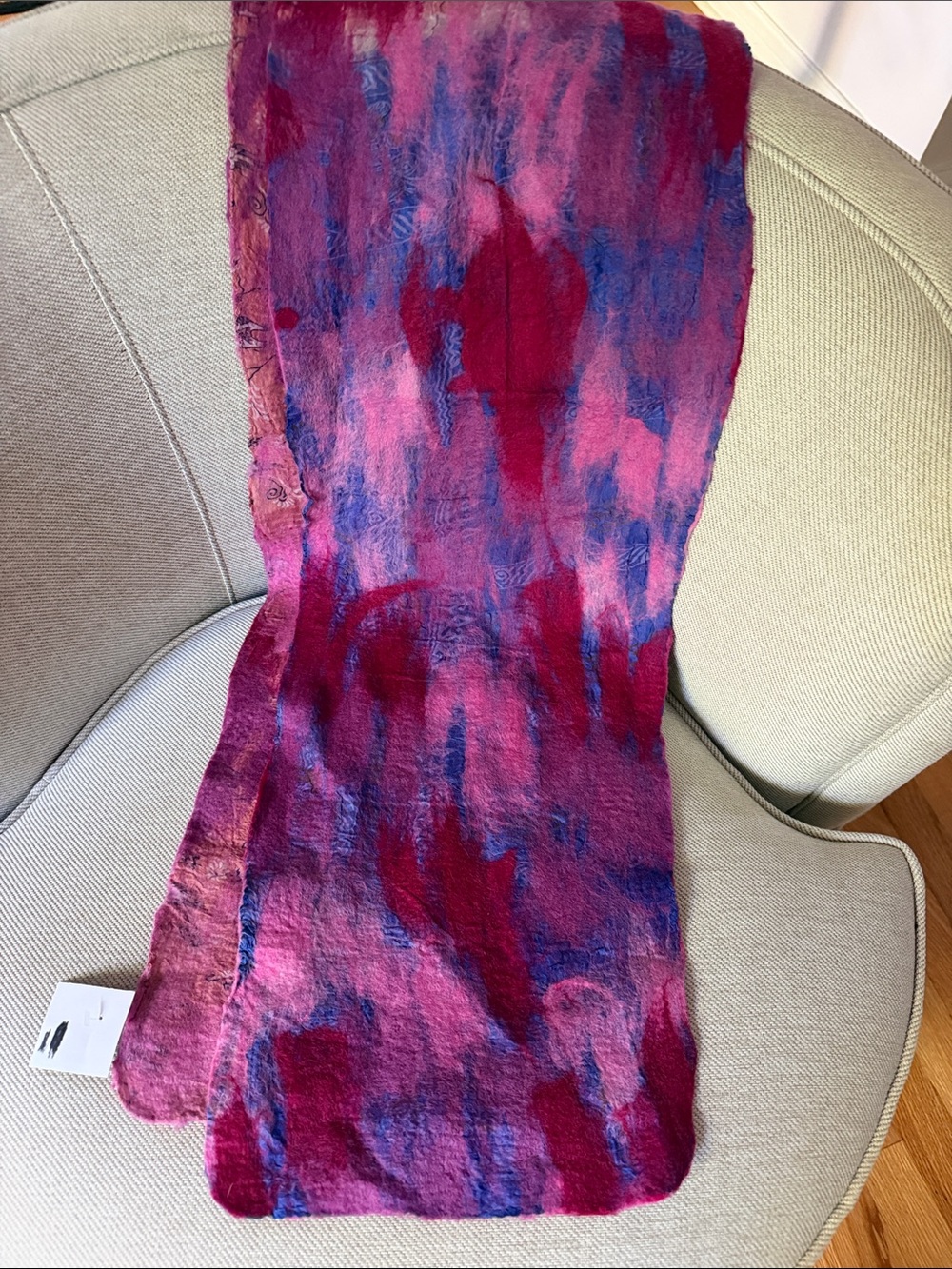 NWT Nuno Felted Wool & Silk Scarf Vibrant Watercolor Magenta Purple Art to wear